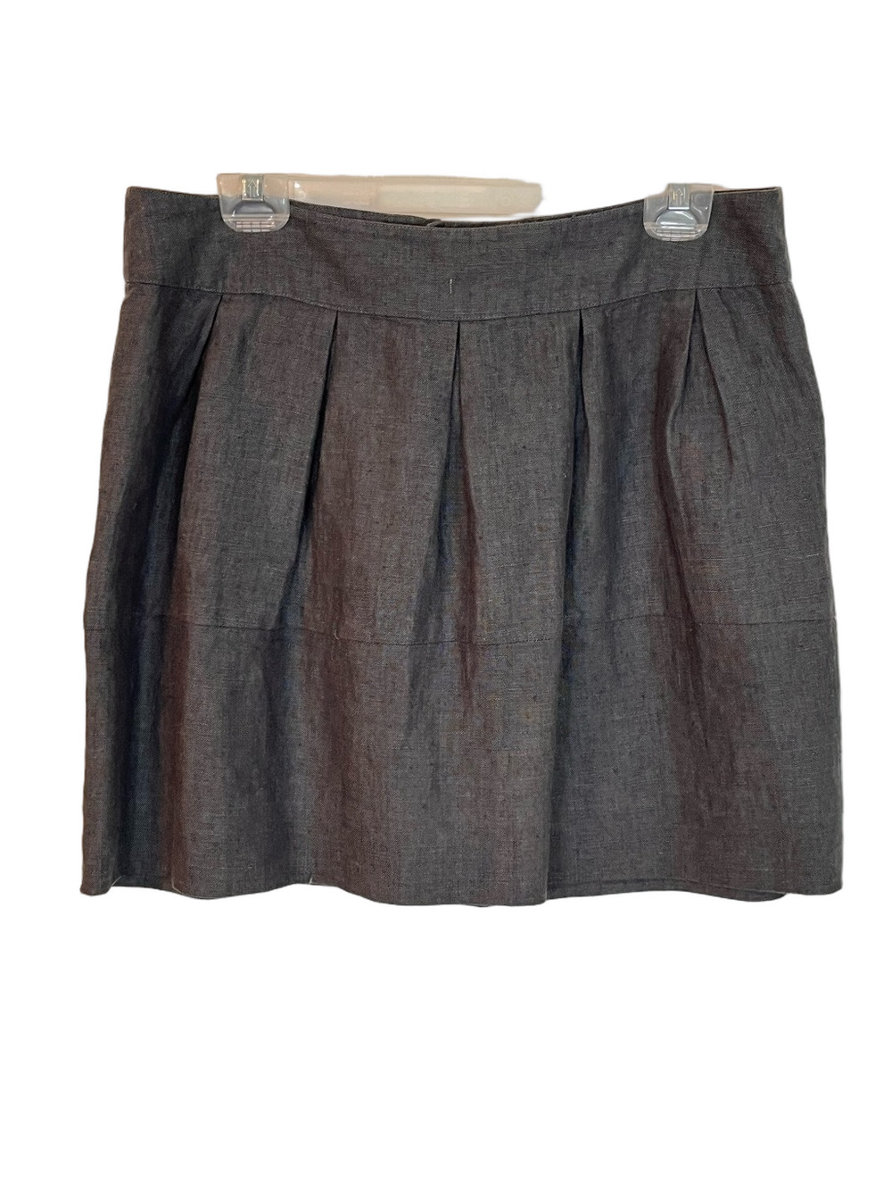 Island Company 100% Linen Pleated A-Line Boheme Skirt 10 Charcoal Gray Lined